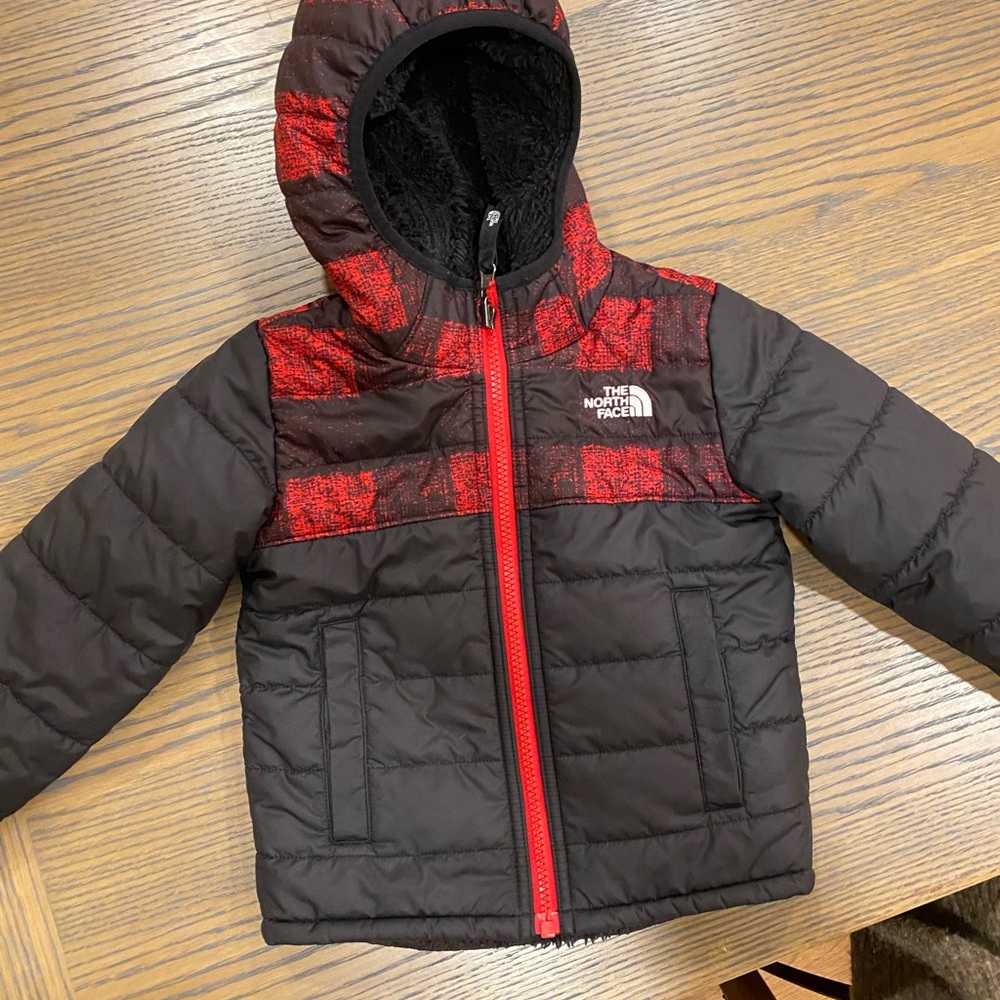 North Face Kid’s Reversible Mount Chimbo Hooded Buffalo Print Coat, Toddler 2T-3